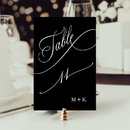 Numeração De Mesa Casamento de Caligrafia de Luxo Número 11, Preto