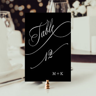 Numeração De Mesa Casamento de Caligrafia de Luxo Número 12, Preto