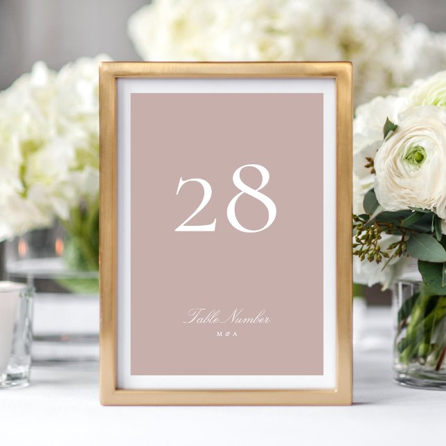 Numeração De Mesa Casamento de Caligrafia Formal Rosa Taupe Clássica (Criador carregado)
