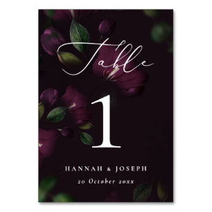 Numeração De Mesa Casamento de Caligrafia Gótica com Sangue Roxo Moo