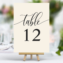 Numeração De Mesa Casamento de Caligrafia Minimalista Creme Marfim