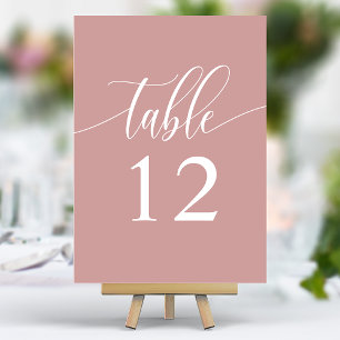 Numeração De Mesa Casamento de Caligrafia Minimalista Dusty Rosa Pin