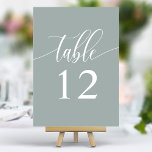 Numeração De Mesa Casamento de Caligrafia Minimalista Dusty Sage<br><div class="desc">Aumente sua recepção de casamento com elegância subestimada. Esses números de tabelas minimalistas apresentam uma palavra solteiro, "Mesa", em um delicado roteiro de caligrafia em um fundo de sábio sujento. O design simples, mas refinado, adiciona um toque de sofisticação à sua mesa, permitindo que seus arranjos florais e outras decorações...</div>