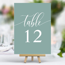 Numeração De Mesa Casamento de Caligrafia Minimalista em Azul Turque