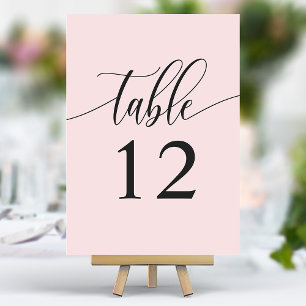 Numeração De Mesa Casamento de Caligrafia Minimalista Rosa Bege