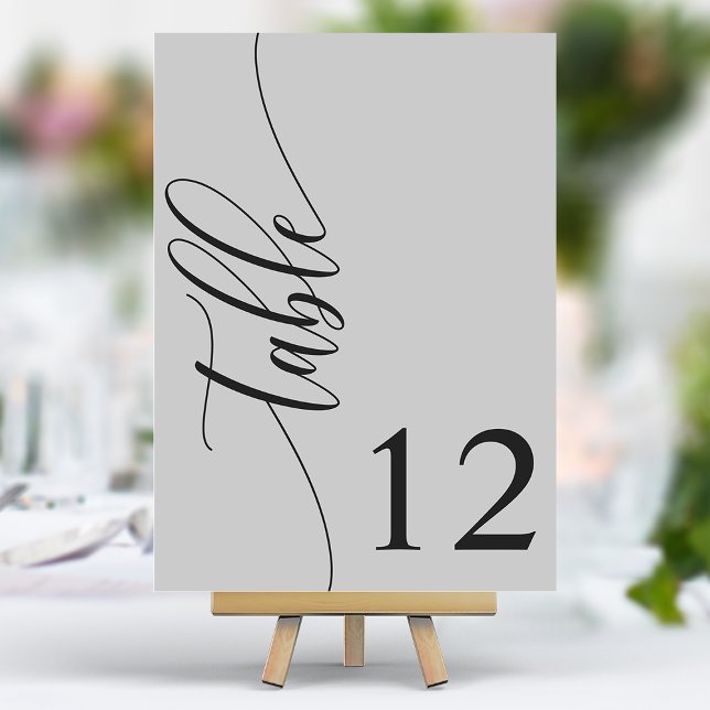 Numeração De Mesa Casamento de Caligrafia Moderna Cinza Suave (Criador carregado)