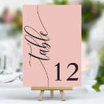 Numeração De Mesa Casamento de Caligrafia Moderna Cor-de-Rosa Suave<br><div class="desc">Mande seus convidados para os assentos deles com os números de mesas de casamento rosa-rosa-rosa-coral elegante chic. Apresentando uma design minimalista com a caligrafia moderna, esses números de tabelas adicionam um toque de sofisticação à sua recepção de casamento. O fundo suave e a tipografia elegante e limpa garantem uma leitura...</div>