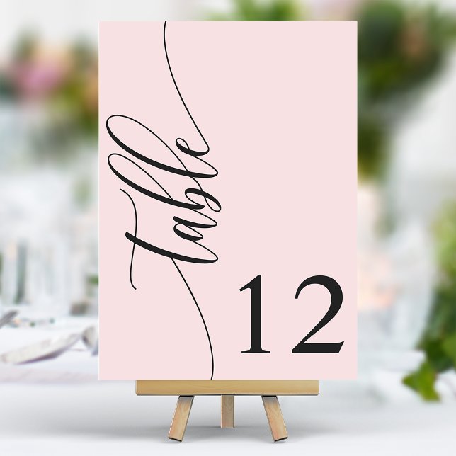 Numeração De Mesa Casamento de Caligrafia Moderna Rosa Corado (Criador carregado)