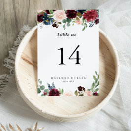 Numeração De Mesa Casamento de Caligrafia Moderna Rustic Burgundy Au