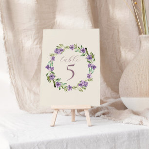 Numeração De Mesa Casamento de Caligrafia Romântica com Flores Roxas