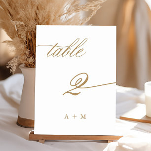 Numeração De Mesa Casamento de Caligrafia Romântica Dourada Número 2