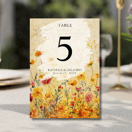 Numeração De Mesa Casamento de Campo Colorido de Outono com Flores S