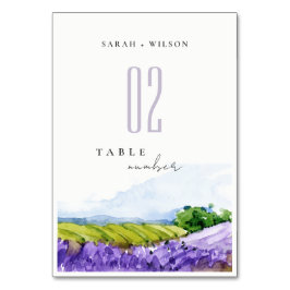Numeração De Mesa Casamento de Campos de Lavanda de Aquarelas Rustic