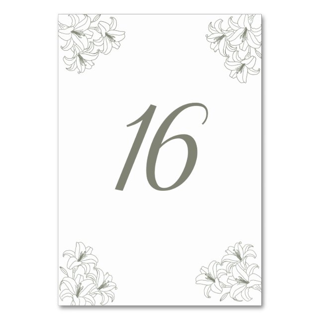 Numeração De Mesa Casamento de Cantos de Flora Simples e Elegante (Frente)