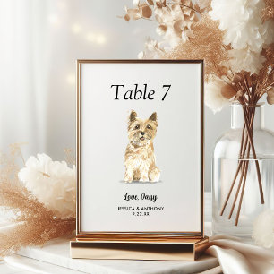 Numeração De Mesa Casamento de Cão Aquarela Moderna Simples 