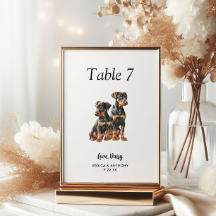 Numeração De Mesa Casamento de Cão Aquarela Moderna Simples