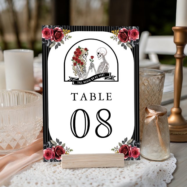 Numeração De Mesa Casamento de casal de esqueleto gótico com rosas v (Criador carregado)
