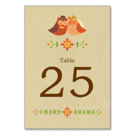 Numeração De Mesa Casamento de Casal Rustic Boho Lovebird Owl