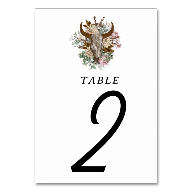 Numeração De Mesa Casamento de caveira de vovó de boho (Frente)