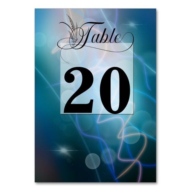 Numeração De Mesa Casamento de Celebração Azul Elegante (Frente)