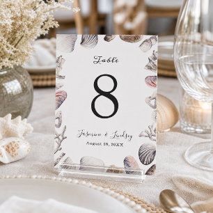 Numeração De Mesa Casamento de Célula Branca e Coral