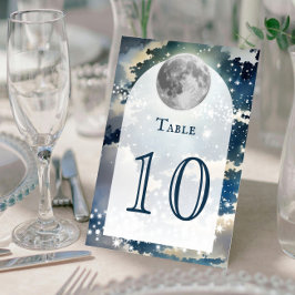 Numeração De Mesa Casamento de Céu Noturno Lunar
