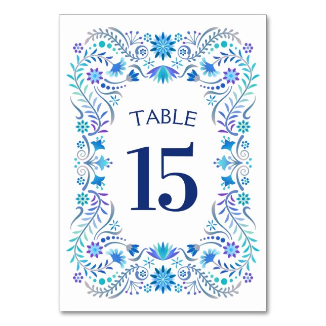 Numeração De Mesa Casamento de Chá de aniversário Fiesta Blue (Frente)