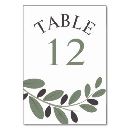 Numeração De Mesa Casamento de charme Sylized Olive Branch Mediterrâ