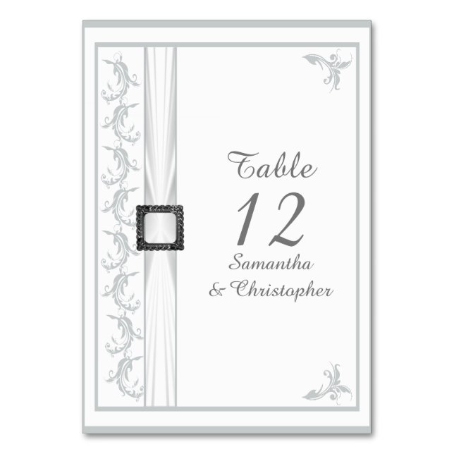 Numeração De Mesa Casamento de cinza comum e renda branca (Frente)