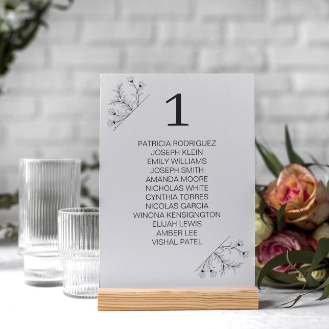 Numeração De Mesa Casamento de Cinzas Florais Elegante (Criador carregado)