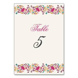 Numeração De Mesa Casamento de Cisne Floral Rosa Verde Amarelo Cláss