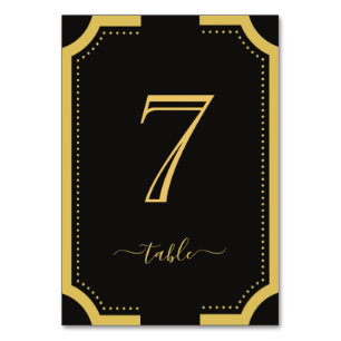 Numeração De Mesa Casamento de Cobre Clássico Preto e Ouro 7