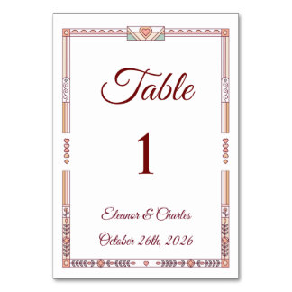 Numeração De Mesa Casamento de Conto de Fadas Art Déco