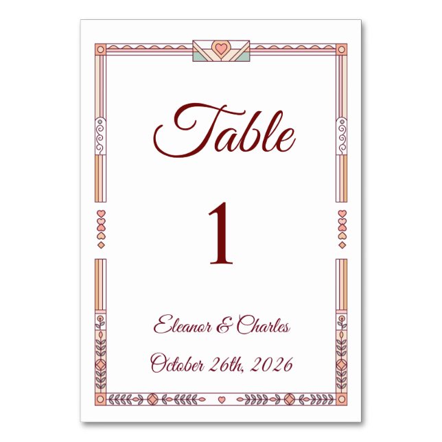 Numeração De Mesa Casamento de Conto de Fadas Art Déco (Frente)