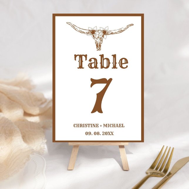 Numeração De Mesa Casamento de Cowboy Ocidental Elegant & Chic Boho (Criador carregado)