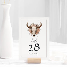 Numeração De Mesa Casamento de Crânio de Vaca Floral Rústico