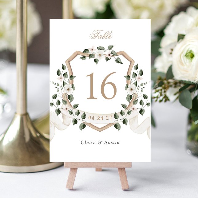 Numeração De Mesa Casamento de Crest Brancos Florais com Ivy Greener (Criador carregado)