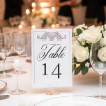 Numeração De Mesa Casamento de Crest de Aves da Chinoiserie Negra El<br><div class="desc">Elevem seu dia especial com nossa elegante e vintage carta de mesa de casamento do estilo Barroco, uma obra-prima de elegância eterno. Apresentando uma delicada borda negra francesa com um delicado ornamento de filigrana artístico em um fundo branco pristine, essa design exude encanto clássico e sofisticação. Sua simplicidade destaca seus...</div>