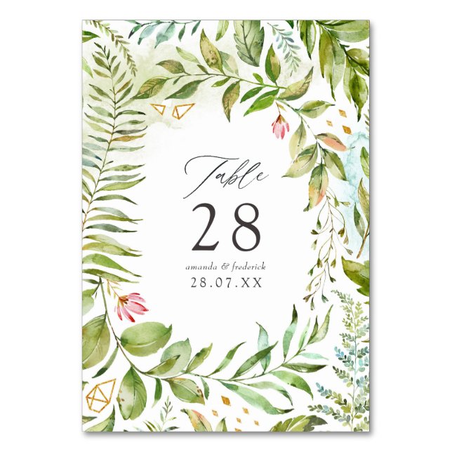 Numeração De Mesa Casamento de Cristal Geométrico por Aquarela (Frente)