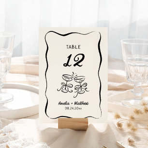 Numeração De Mesa Casamento de Desenho de Mão Moderno e Whimsical