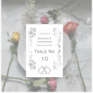 Numeração De Mesa Casamento de Design de Rolagem de Silver Bells