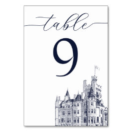 Numeração De Mesa Casamento de Destino em um Castelo Vintage Elegant