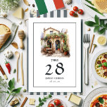 Numeração De Mesa Casamento de Destino Italiano de Aquarela<br><div class="desc">A Itália localiza o cartão da mesa de casamento.</div>