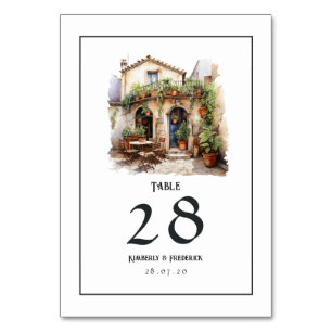 Numeração De Mesa Casamento de destino italiano em aquarela