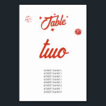 Numeração De Mesa Casamento de Destino no Cassino de Las Vegas com E<br><div class="desc">Um design de casamento único desenhado à mão com tema de cassino de Las Vegas. Um tema de casamento moderno de destino Las Vegas, Nevada, apresentando cartas de baralho, ilustrações temáticas de jogos de cassino. Um design de cartão de número de mesa de casamento de Las Vegas vermelho e branco...</div>