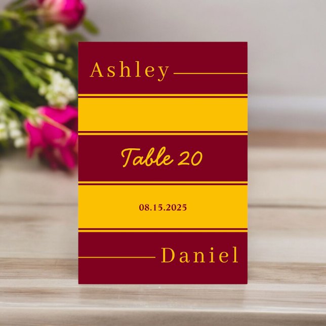 Numeração De Mesa Casamento De Dourada E Borgonha De Luxo Elegante (Criador carregado)