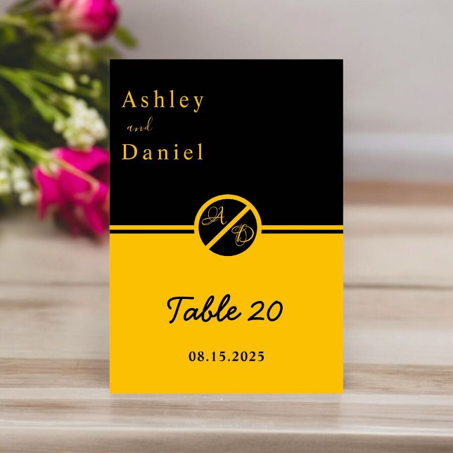 Numeração De Mesa Casamento De Dourado Monograma E Preto De Luxo Ele (Criador carregado)