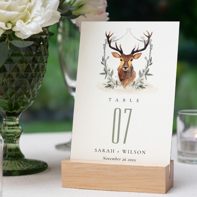 Numeração De Mesa Casamento de Dusky Deer Floral Crest (Criador carregado)