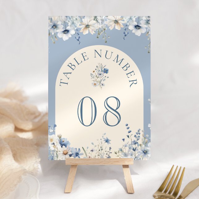 Numeração De Mesa Casamento de Dusty Blue Boho Wildflower (Criador carregado)