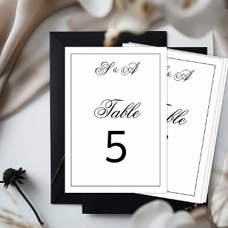 Numeração De Mesa Casamento de Elegância de Vintagem Negra e Branca